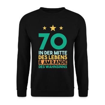 Siebzig Siebzigster 70 Jahre Geburtstag - Unisex Pullover - Schwarz - Vorne - Alina (178cm) & Michal (187cm)