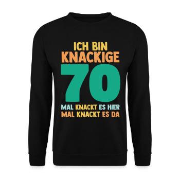 Siebzig 70 Jahre Siebzigster Geburtstag - Unisex Pullover - Schwarz - Vorne - Alina (178cm) & Michal (187cm)