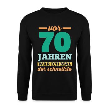 Siebzig 70 Jahre Siebzigster Geburtstag - Unisex Pullover - Schwarz - Vorne - Alina (178cm) & Michal (187cm)