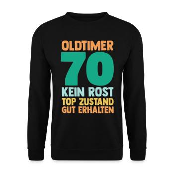 Siebzig 70 Jahre Siebzigster Geburtstag - Unisex Pullover - Schwarz - Vorne - Alina (178cm) & Michal (187cm)