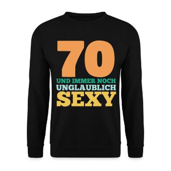 Siebzig 70 Jahre Siebzigster Geburtstag - Unisex Pullover - Schwarz - Vorne - Alina (178cm) & Michal (187cm)