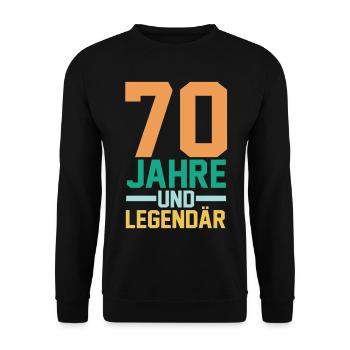 Siebzig 70 Jahre Siebzigster Geburtstag - Unisex Pullover - Schwarz - Vorne - Alina (178cm) & Michal (187cm)