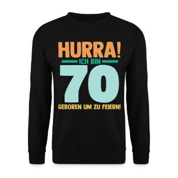 Siebzig 70 Jahre Siebzigster Geburtstag - Unisex Pullover - Schwarz - Vorne - Alina (178cm) & Michal (187cm)