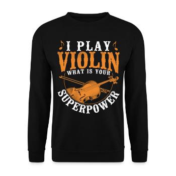 Violin Violinist Vintage I Play - Unisex Pullover - Schwarz - Vorne - Alina (178cm) & Michal (187cm)