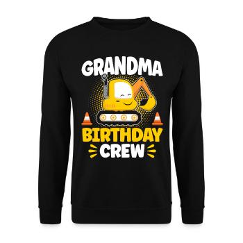 Grandma Birthady Crew - Unisex Pullover - Schwarz - Vorne - Alina (178cm) & Michal (187cm)