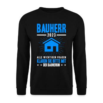 Bauherr 2023 - Unisex Pullover - Schwarz - Vorne - Alina (178cm) & Michal (187cm)
