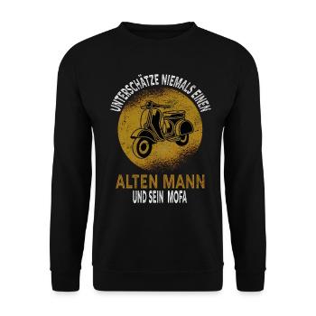 Never underestimate moped driver moped old man - Unisex Sweatshirt - black - Front - Alina (178cm) & Michal (187cm)