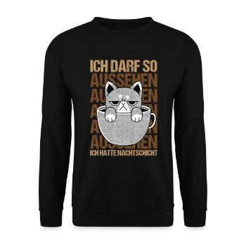 Ich hatte Nachtschicht - Unisex Pullover - Schwarz - Vorne - Alina (178cm) & Michal (187cm)