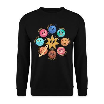 Astronomy Aerospace - Funny Solar System - Unisex Pullover - Schwarz - Vorne - Alina (178cm) & Michal (187cm)