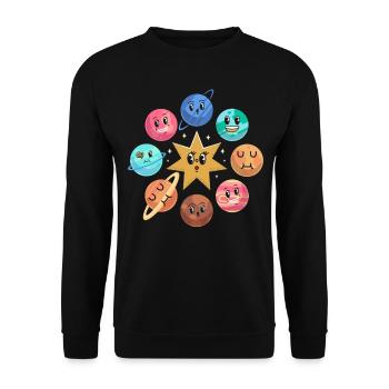 Amateur d’astronomie Aerospace - Drôle de système solaire - Sweat-shirt Unisexe - noir - Devant - Alina (178cm) & Michal (187cm)