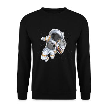 Astronaut Weltraum Mix Kassette Retro Vintage - Unisex Pullover - Schwarz - Vorne - Alina (178cm) & Michal (187cm)