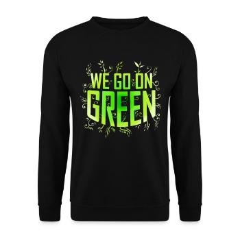 Logo vert We Go On pour végétarien et végétalien - Sweat-shirt Unisexe - noir - Devant - Alina (178cm) & Michal (187cm)