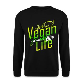 Logo Vegan Life avec fourchette - Go Vegan - Sweat-shirt Unisexe - noir - Devant - Alina (178cm) & Michal (187cm)
