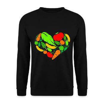 Healthy Veggie Heart For Vegetarian And Vegan - Unisex Sweatshirt - black - Front - Alina (178cm) & Michal (187cm)
