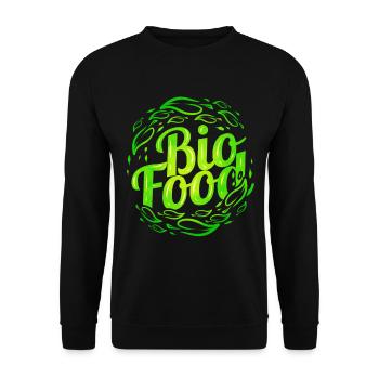 Green Organic Food Logo For Vegetarian And Vegan - Unisex Sweatshirt - black - Front - Alina (178cm) & Michal (187cm)