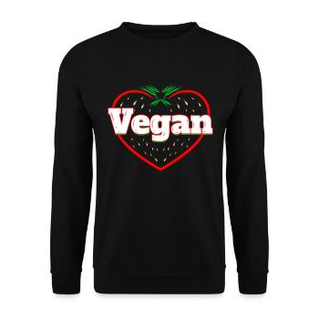 Strawberry Logo For Vegetarians - Go Vegan - Unisex Pullover - Schwarz - Vorne - Alina (178cm) & Michal (187cm)