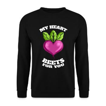My Heart Beats For You - Beets For Vegetarian - - Unisex Pullover - Schwarz - Vorne - Alina (178cm) & Michal (187cm)