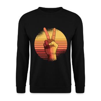 Peace Sign Vintage Peace Lover Positivity Retro - Unisex Sweatshirt - black - Front - Alina (178cm) & Michal (187cm)