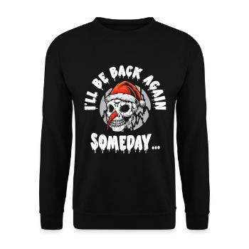 Halloween Urlaub Gruseliger Schneemann - Unisex Pullover - Schwarz - Vorne - Alina (178cm) & Michal (187cm)