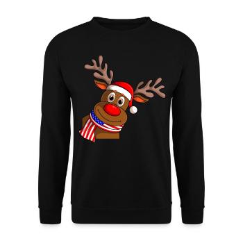 Cute Reindeer USA Scarf Merry Christmas - Unisex Sweatshirt - black - Front - Alina (178cm) & Michal (187cm)