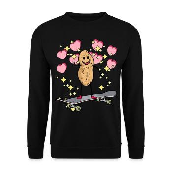 Hearty Peanut Peanut Skater for Kids Hearts - Unisex Sweatshirt - black - Front - Alina (178cm) & Michal (187cm)