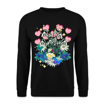 Nature Spring Flowers Lily of the Valley Hearts Fantasy - Unisex Sweatshirt - black - Front - Alina (178cm) & Michal (187cm)