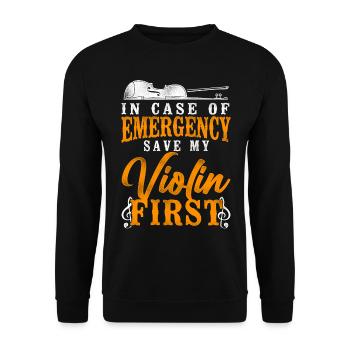 Violin Violinist Vintage In Case - Unisex Pullover - Schwarz - Vorne - Alina (178cm) & Michal (187cm)