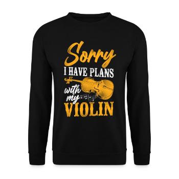 Violin Violinist Vintage Sorry I - Unisex Pullover - Schwarz - Vorne - Alina (178cm) & Michal (187cm)