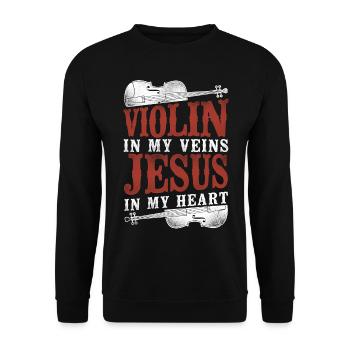 Violin Violinist Jesus Christian - Unisex Pullover - Schwarz - Vorne - Alina (178cm) & Michal (187cm)