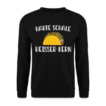 HARTE SCHALE HEISSER KERN Taco Burrito - Unisex Pullover - Schwarz - Vorne - Alina (178cm) & Michal (187cm)