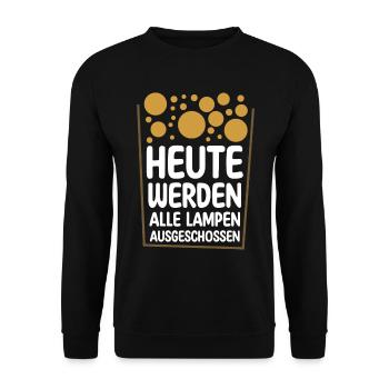 HEUTE WERDEN ALLE LAMPEN AUSGESCHOSSEN Bier - Unisex Pullover - Schwarz - Vorne - Alina (178cm) & Michal (187cm)