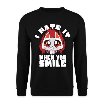 Ich Hasse Es, Wenn Du Lächelst | - Unisex Pullover - Schwarz - Vorne - Alina (178cm) & Michal (187cm)