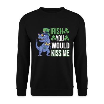 Irish You Would Kiss Me | St. Patty's Day | Irish - Unisex Pullover - Schwarz - Vorne - Alina (178cm) & Michal (187cm)