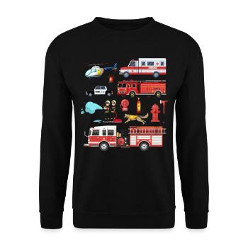 Fire Engine Rescue Firefighter Firefighter - Unisex Sweatshirt - black - Front - Alina (178cm) & Michal (187cm)