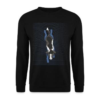 Border Collie Schwimmender Hund - Unisex Pullover - Schwarz - Vorne - Alina (178cm) & Michal (187cm)