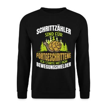 SCHRITTZÄHLER SIND FÜR FORTGESCHRITTENE ICH - Unisex Pullover - Schwarz - Vorne - Alina (178cm) & Michal (187cm)