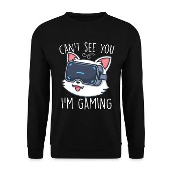 Lustige Kinder VR Gamer Geschenk Kann Sie nicht sehen Im Gaming - Unisex Pullover - Schwarz - Vorne - Alina (178cm) & Michal (187cm)