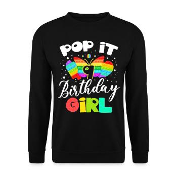 Pop It 9 Birthday Girl Fidget Toy Fan Pop - Unisex Sweatshirt - black - Front - Alina (178cm) & Michal (187cm)