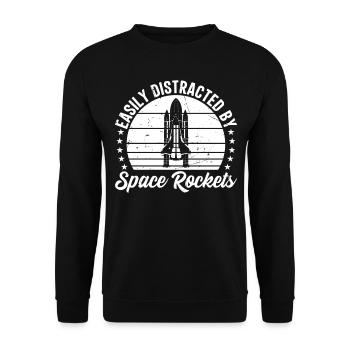 Rocket Ship Space Ship - Easily Distracted By Spac - Unisex Sweatshirt - black - Front - Alina (178cm) & Michal (187cm)