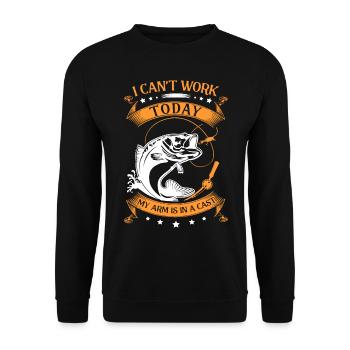 Ich Kann Heute Nicht Arbeiten. Mein Arm Steckt In - Unisex Pullover - Schwarz - Vorne - Alina (178cm) & Michal (187cm)