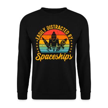 Facilement distrait par les vaisseaux spatiaux - Space Travel Roc - Sweat-shirt Unisexe - noir - Devant - Alina (178cm) & Michal (187cm)