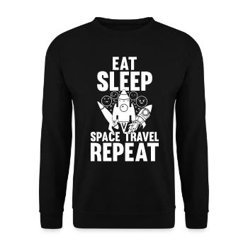 Eat Sleep Space Travel Repeat - Space Rocket Ship - Unisex Sweatshirt - black - Front - Alina (178cm) & Michal (187cm)