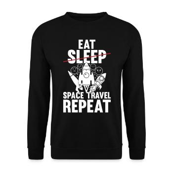 Space Rocket Ship Planets - Eat Sleep Space Travel - Unisex Sweatshirt - black - Front - Alina (178cm) & Michal (187cm)