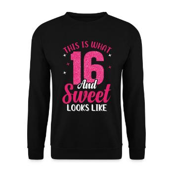 16e anniversaire pour les filles Fille Seize ans - Sweat-shirt Unisexe - noir - Devant - Alina (178cm) & Michal (187cm)