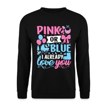Rosa oder Blau Ich liebe dich schon Junge oder Mädchen - Unisex Pullover - Schwarz - Vorne - Alina (178cm) & Michal (187cm)