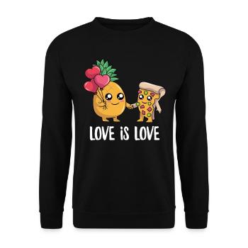 Pizza Ananas Design für Frauen Männer Lustig - Unisex Pullover - Schwarz - Vorne - Alina (178cm) & Michal (187cm)