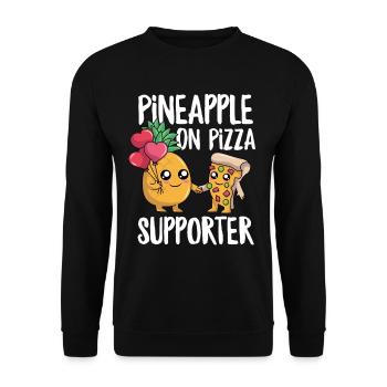 Drôle d’ananas sur Pizza Supporter Humour mignon - Sweat-shirt Unisexe - noir - Devant - Alina (178cm) & Michal (187cm)
