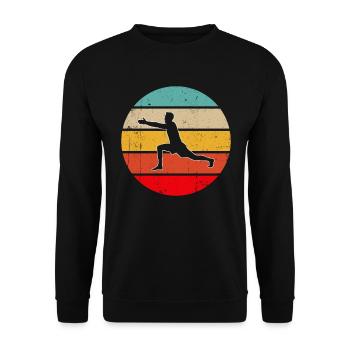 Yoga Retro - Unisex Pullover - Schwarz - Vorne - Alina (178cm) & Michal (187cm)