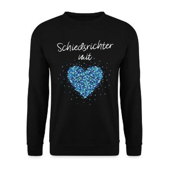 Schiedsrichter mit Herz Schiri Fussballverein - Unisex Pullover - Schwarz - Vorne - Alina (178cm) & Michal (187cm)