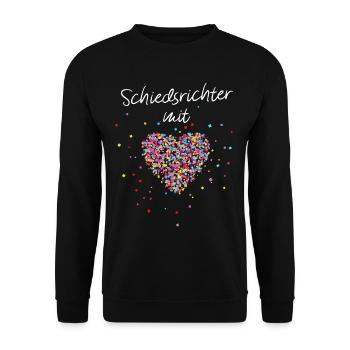Schiedsrichter mit Herz Schiri Jugendfussball - Unisex Pullover - Schwarz - Vorne - Alina (178cm) & Michal (187cm)